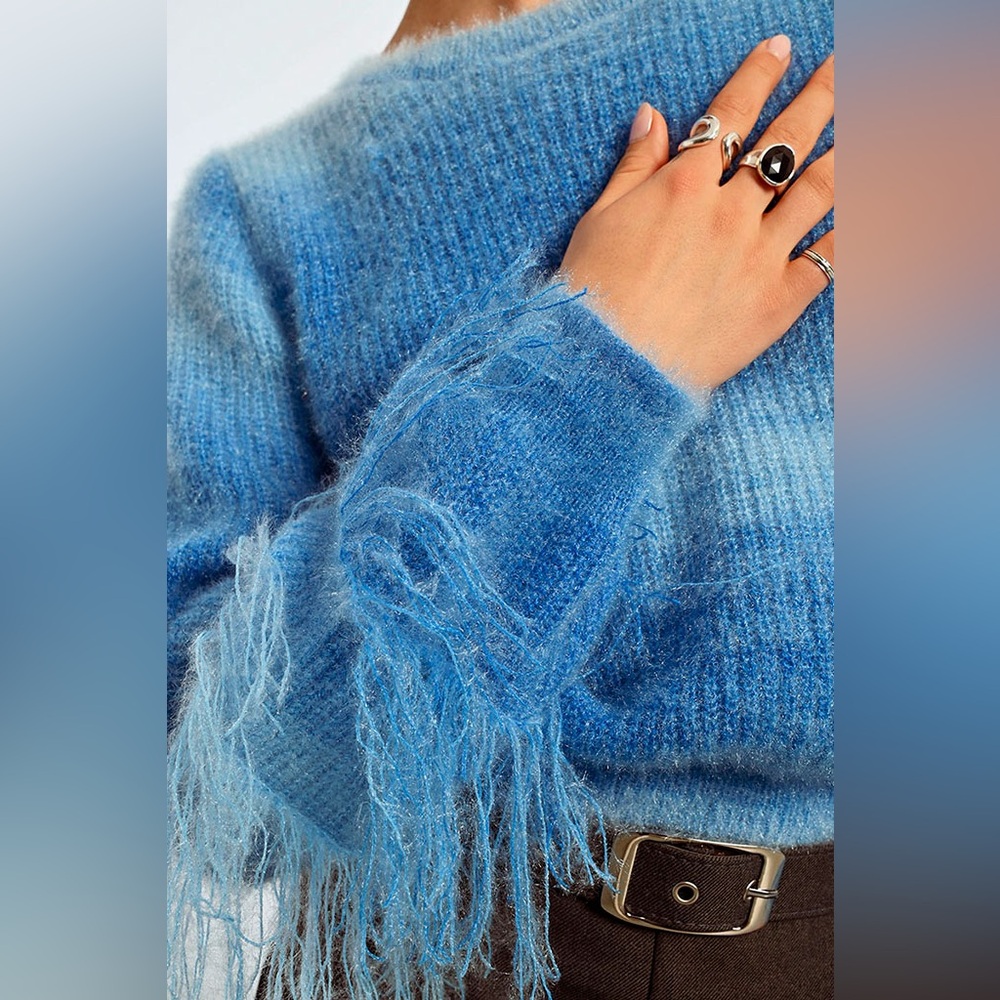 LILI SIDONIO Blue Knitted Sweater Size Large - Picture 6 of 6